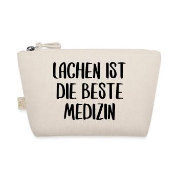 Lachen ist die beste Medizin Spruch Schrift - Bio-Täschchen - Natur - Vorne