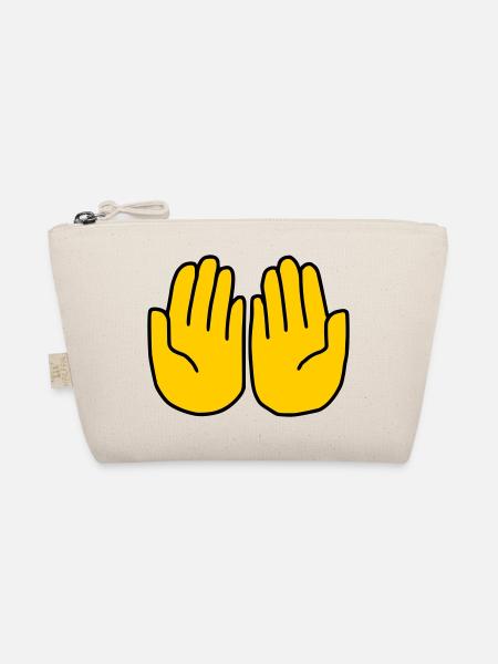 Emoji Hand bitten Skizze Farbe - Bio-Täschchen - Natur - Vorne