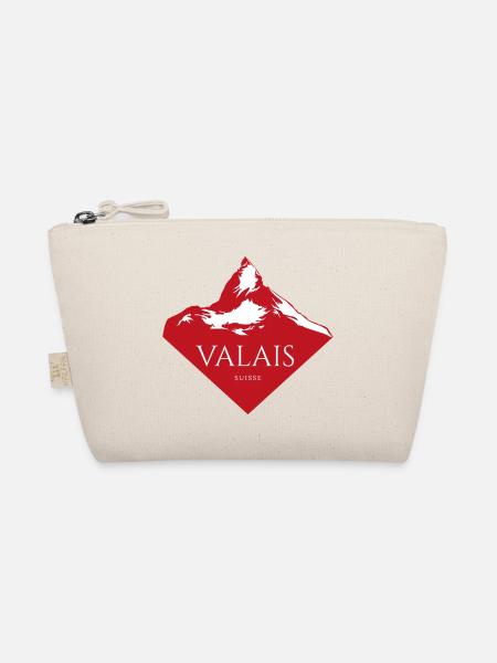 Valais Mountain Peak Red Logo - Organic Pouch - nature - Front