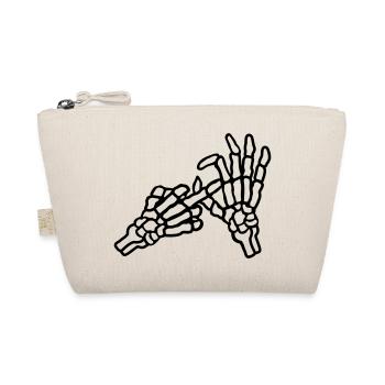 Middle Finger Hole Gesture Skeleton - Organic Pouch - nature - Front