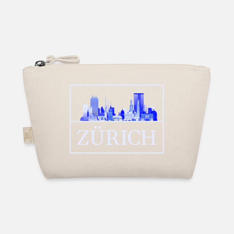 Zürich Skyline Blau Silhouette - Bio-Täschchen - Natur