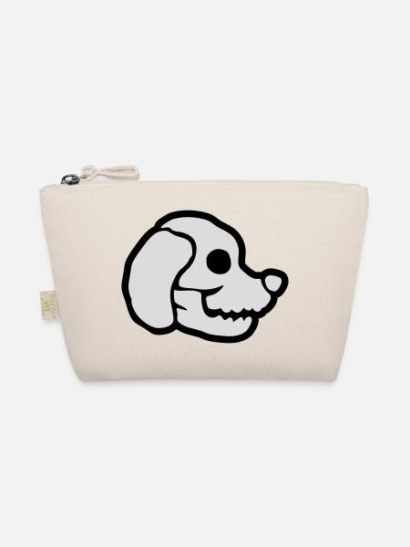 Hunde Schädel Halloween Skelett - Bio-Täschchen - Natur - Vorne