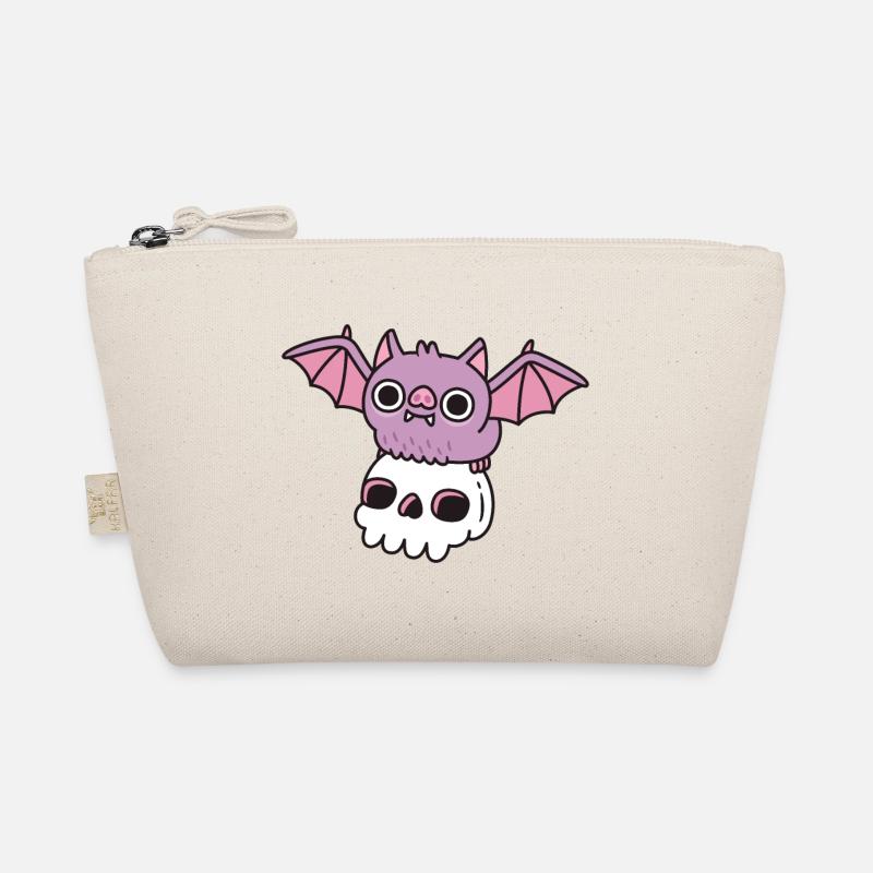Cute Flying Vampire Bat With Skull Organic Pouch