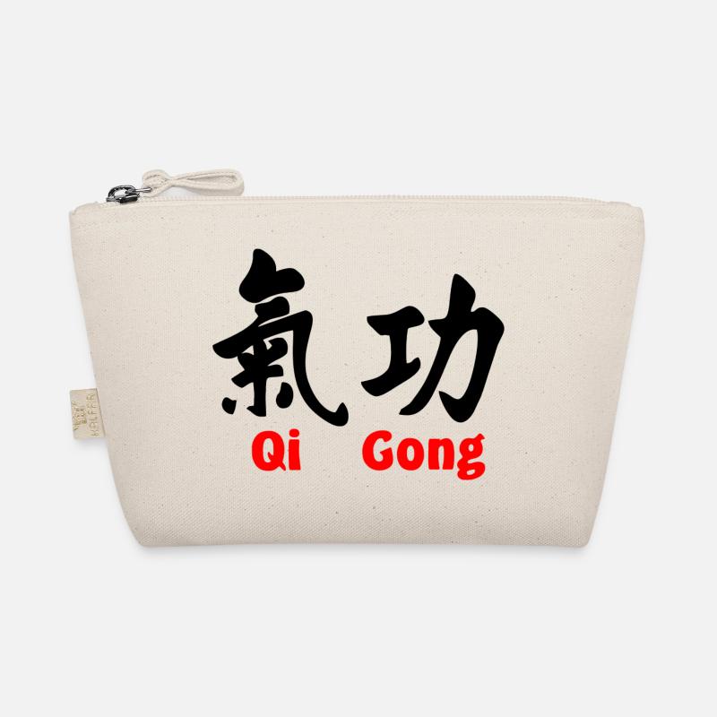 QI gong with text horizontal with text red Organic Pouch