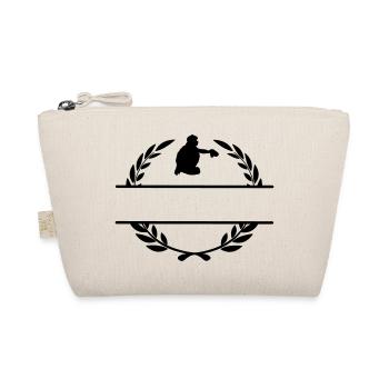 Catcher-Baseballspieler im Lorbeerkranz-Monogramm - Bio-Täschchen - Natur - Vorne