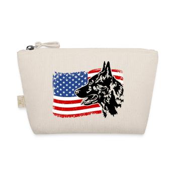 Dutch Shepherd America Flag Dogs Herder Wilsigns - Organic Pouch - nature - Front