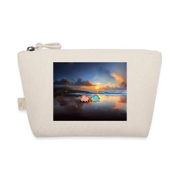hugadino, dinos on the beach, cute dinosaur - Organic Pouch - nature - Front