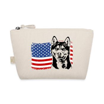 Siberian Husky Amerika Fahne Hund Hunde Wilsigns - Bio-Täschchen - Natur - Vorne