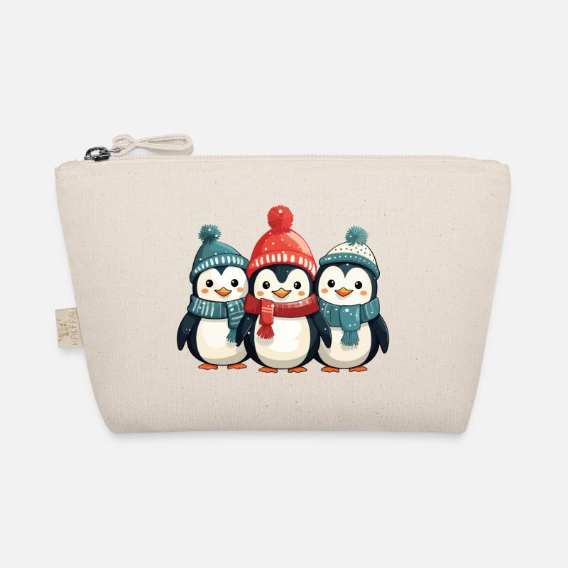 Pingouins de Noël écharpe chapeau Noël mignon mignon Trousse biologique