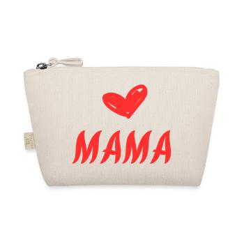 Rotes Herz Mama Handlettering - Bio-Täschchen - Natur - Vorne
