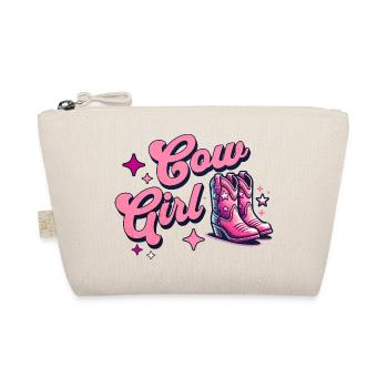 Cow Girl Pink Cowboy Boots - Organic Pouch - nature - Front