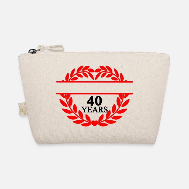 Banner Name vierzig, Herz Lorbeerkranz Bio-Täschchen