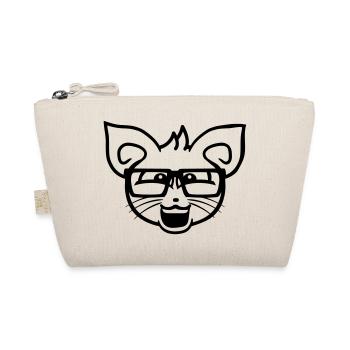 Nerd Cat Horn-Rimmed Glasses Geek Clever Kitten Head - Organic Pouch - nature - Front