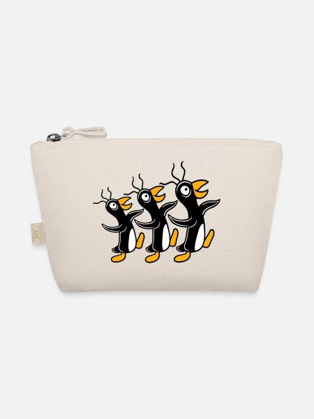 3 crazy penguins running stupid team friends crew - Organic Pouch - nature - Front