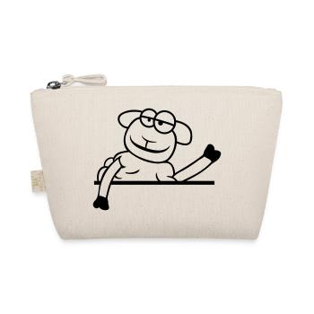 Sheep Waving Behind Wall Fence Sign Cool Smile - Organic Pouch - nature - Front