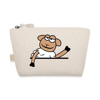 Sheep Waving Behind Wall Fence Sign Cool Smile - Organic Pouch - nature - Front