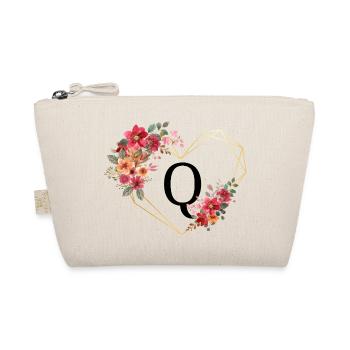 Letter Q floral golden heart - Organic Pouch - nature - Front