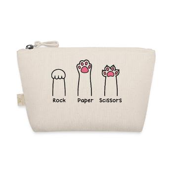Rock Paper Scissors Hand Game Cute Paw Funny Cat - Organic Pouch - nature - Front