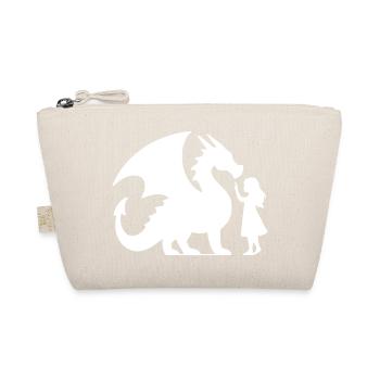 Mythical Dragon and Girl Silhouette Design - Organic Pouch - nature - Front