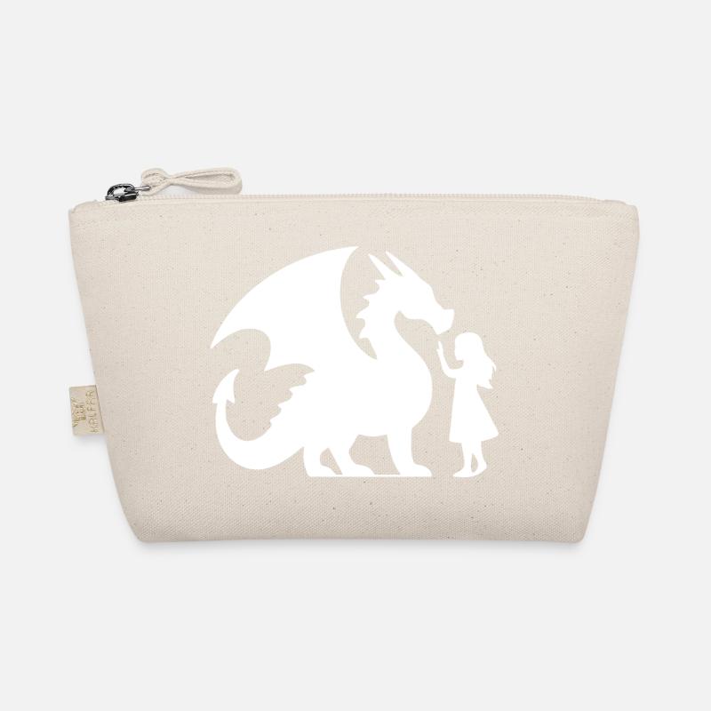 Episches Drachen- und Mädchen-Silhouetten-Design - Bio-Täschchen - Natur