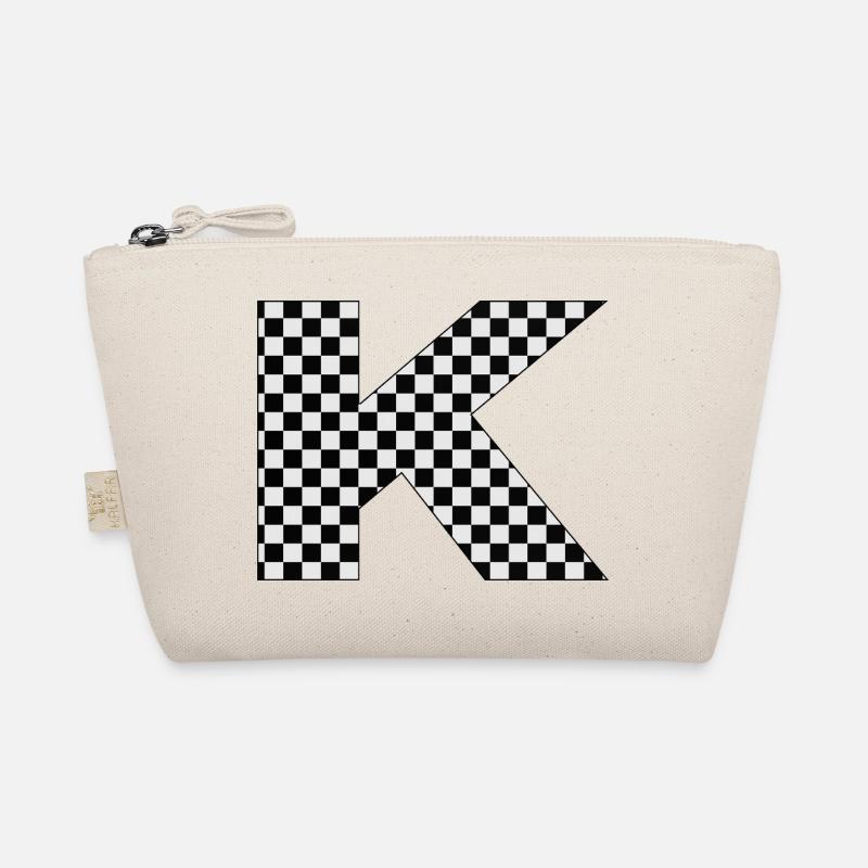 Checkerboard Pattern Letter K Organic Pouch