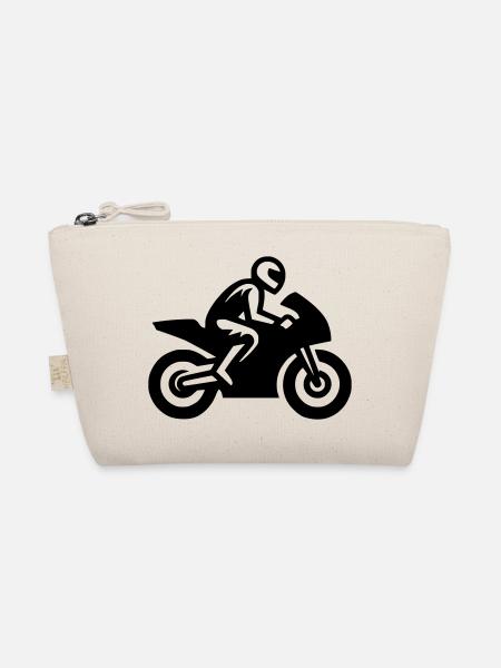 Rennmotorrad Motorradfahrer Motorrad Rennmaschine - Bio-Täschchen - Natur - Vorne