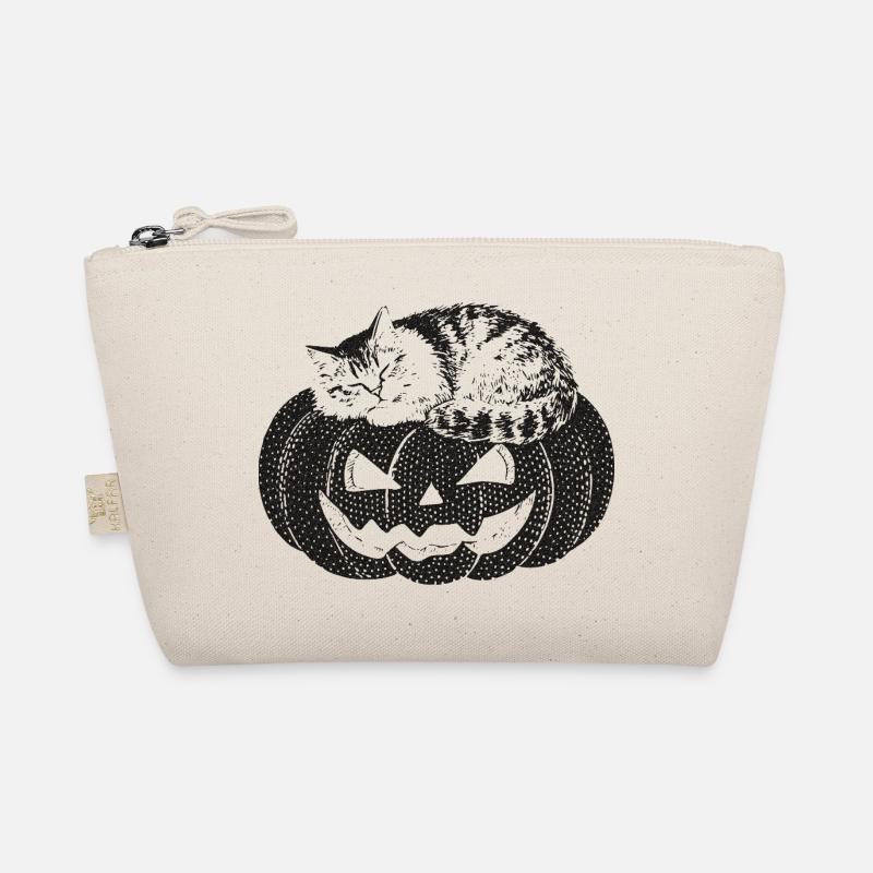 Cat sleeping on pumpkin Organic Pouch