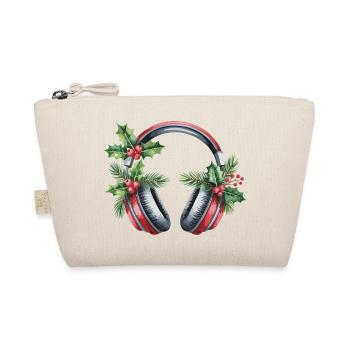 Weihnachtskopfhörer mit Tannengrün - Bio-Täschchen - Natur - Vorne