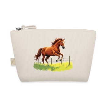 Prancing horse at the pasture fence - Organic Pouch - nature - Front