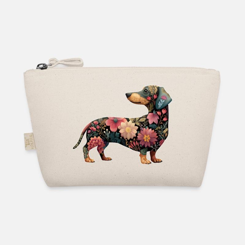 Dackel Dachshund Floral Blumen - Bio-Täschchen - Natur