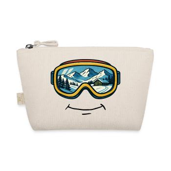 Ski Skiing Ski Holiday Ski Goggles with Grin - Organic Pouch - nature - Front