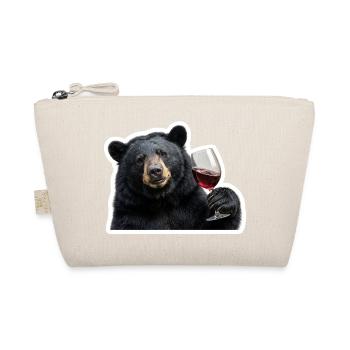 Entspannter Schwarzbaer mit Glas Rotwein - Bio-Täschchen - Natur - Vorne
