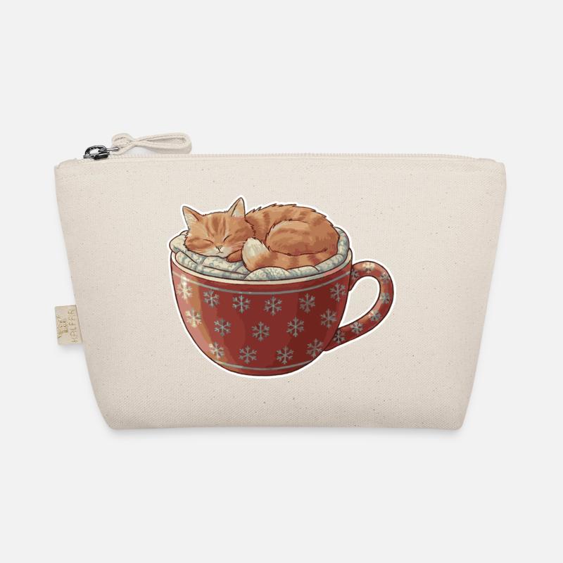 Sleeping cat in Christmas mug Organic Pouch