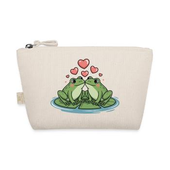 Frog Couple Heart - Organic Pouch - nature - Front