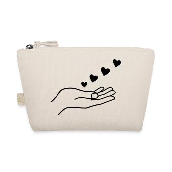 Hand With Floating Hearts Minimal Line Art - Bio-Täschchen - Natur - Vorne