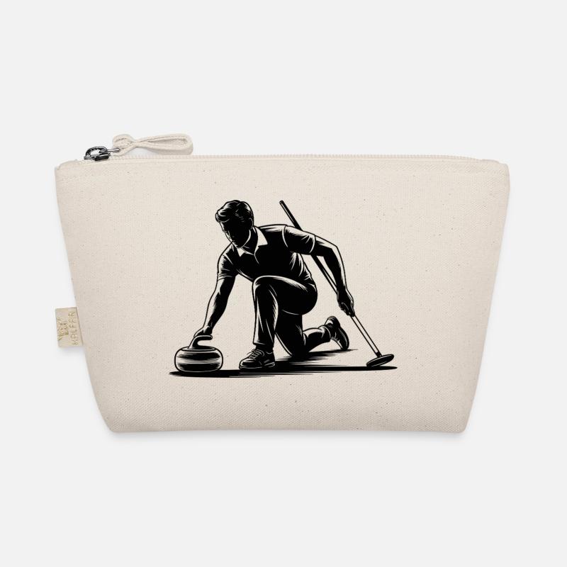 Curling Man Athlete Action Silhouette Organic Pouch