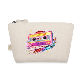 Retro Kassette Neon 80er Stil - Bio-Täschchen - Natur - Vorne