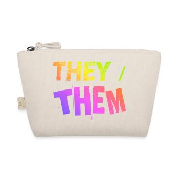 they / them gift idea LGBTQ+ nonbinary pronouns - Organic Pouch - nature - Front