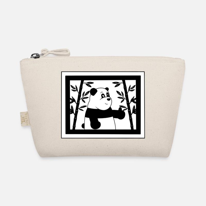 Cartoon-Panda Daumen hoch mit Bambus Bio-Täschchen