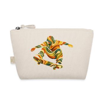 Retro Waves Skateboarder | Vintage Psychedelic Skate Design - Organic Pouch - nature - Front