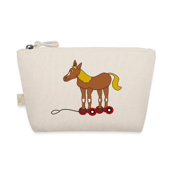 Pferd mit Rollschuhen Cartoon - Bio-Täschchen - Natur - Vorne