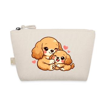 Mom dog cuddles with her puppy - Organic Pouch - nature - Front