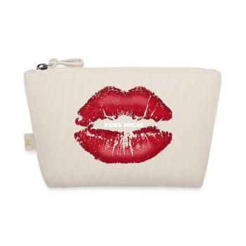 Küss mich! Kussmund mit Lippenstift Lippe Spruch - Bio-Täschchen - Natur - Vorne