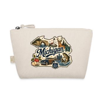 Michigan Great Lakes Vintage-Reiseaufkleber - Bio-Täschchen - Natur - Vorne