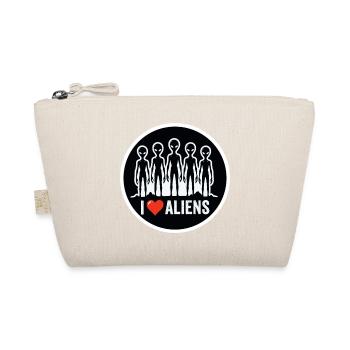 I Love Aliens Extraterrestrial UFO Fan - Organic Pouch - nature - Front