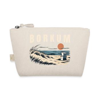 Borkum Nordsee Inselzeit Retro Strandkorb - Bio-Täschchen - Natur - Vorne