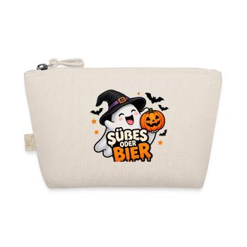 Süßes oder Bier – Lustiger Halloween Geist - Bio-Täschchen - Natur - Vorne