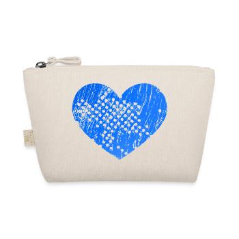 Heart with holes (blue) - Organic Pouch - nature - Front