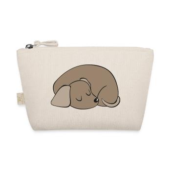 Sleeping Puppy Cartoon Print - Organic Pouch - nature - Front