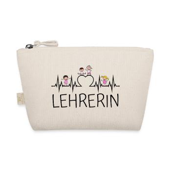Lehrerin Herzschlag mit Herz und Kindern - Bio-Täschchen - Natur - Vorne